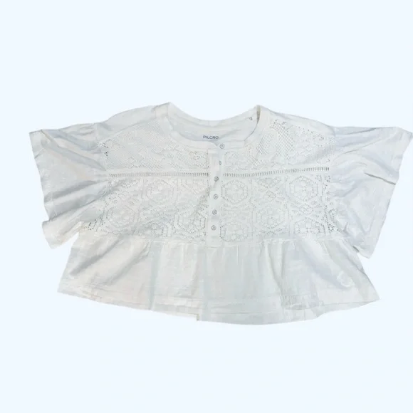 Pilcro Anthropologie White Lace Detail Top nwt - Picture 8 of 15